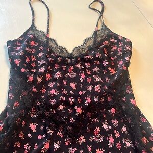 Victoria Secret midi slip. Black Floral with lace details. Size XS